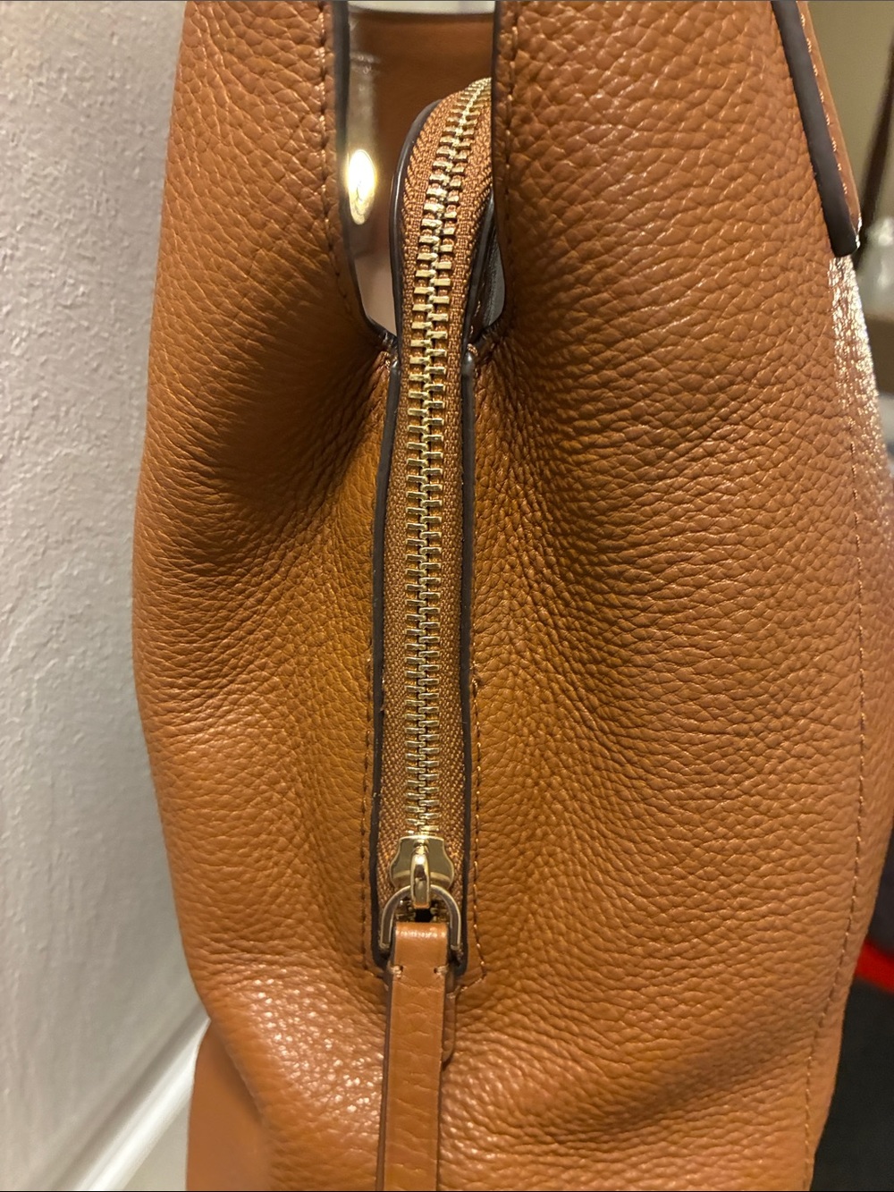 kate spade Tan “warm gingerbread” Leather Tote w/Logo-Print Lining,3 compartment - Picture 6 of 11